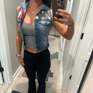 Denim Vest with Star Pattern